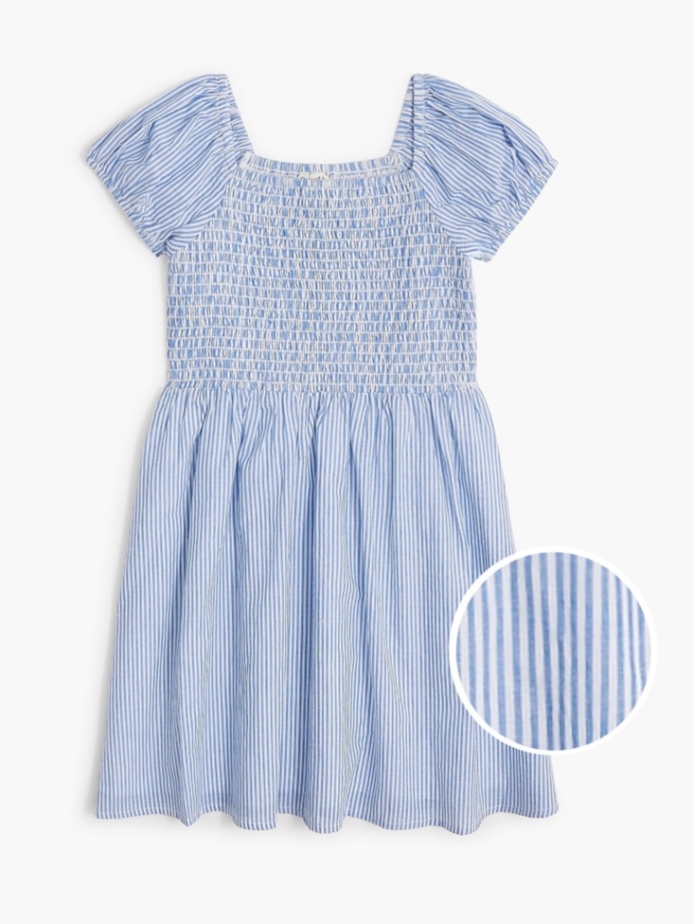 J.Crew Factory Girls Bankers Blue White Striped Smocked Dress Preppy Size 6